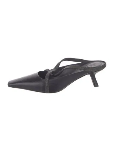 Pre-owned Brunello Cucinelli Leather Slingback Pumps In Blue