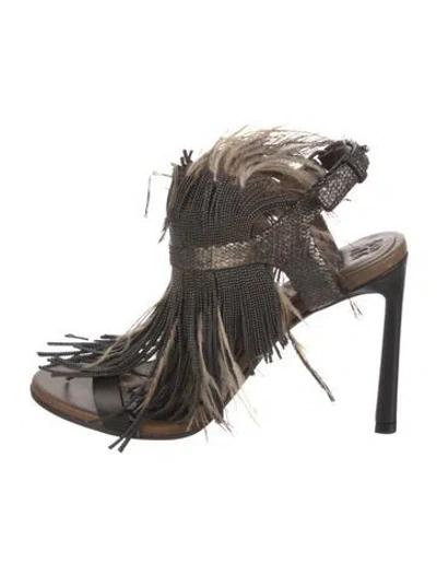 Pre-owned Brunello Cucinelli Leather Slingback Sandals In Multi