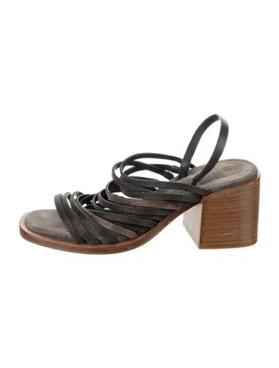Pre-owned Brunello Cucinelli Leather Slingback Sandals In Multi