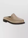 Brunello Cucinelli Leather Slip-on Sandals Round Toe In Brown