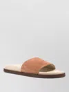 Brunello Cucinelli Black Lamb Ovis Aries Aries Flat Sandals In Brown