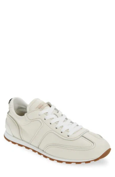 Brunello Cucinelli Grained Soft Leather Runners With Shiny Loops Shoes In White