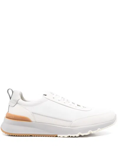 Brunello Cucinelli Chunky White Leather Sneakers For Men