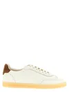 Brunello Cucinelli Hammered Leather Sneakers With Suede Accents In Neutral