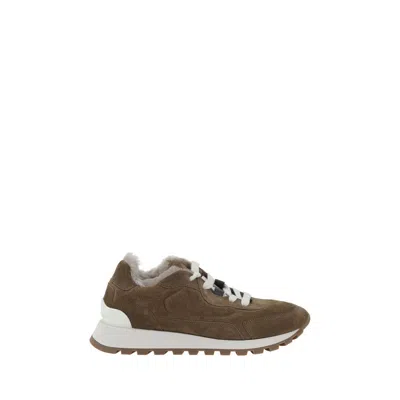 Brunello Cucinelli Leather Sneakers In Brown