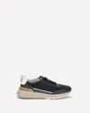 Brunello Cucinelli Suede And Smooth Material Flat Shoes With Contrasting Sole In Black