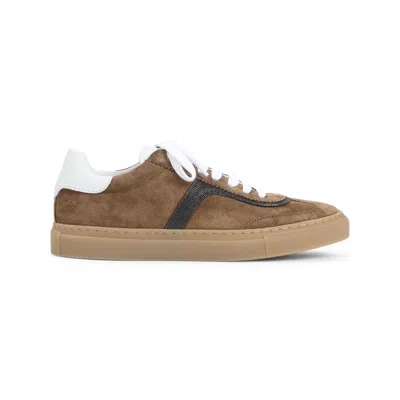 Brunello Cucinelli Leather Sneakers In Brown