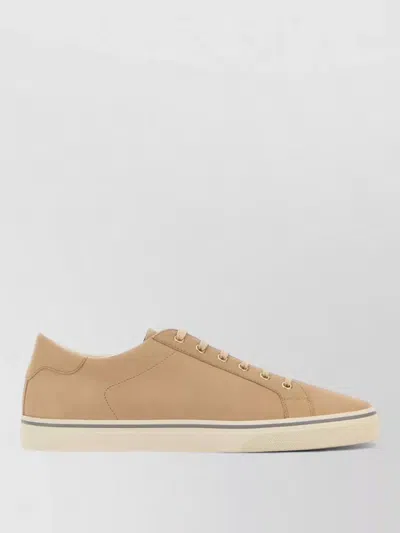 Brunello Cucinelli Leather Sneakers Eyelet Detail Low Top In Brown