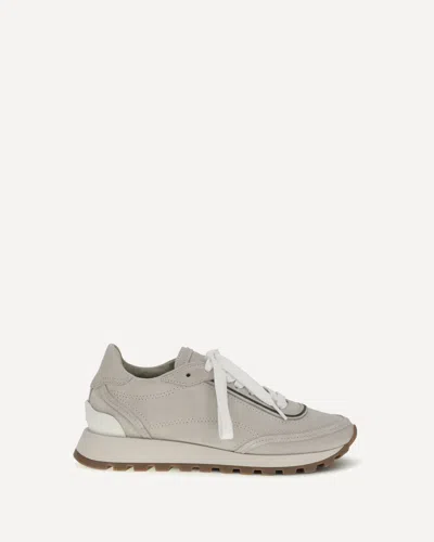 Brunello Cucinelli Gray Calf Leather Bos Taurus Athletic Sneakers In Multi