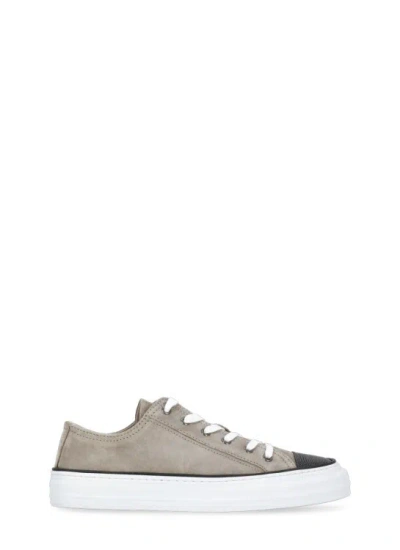 Brunello Cucinelli Leather Sneakers In Grey