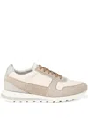 Brunello Cucinelli Olimpo Suede-trimmed Full-grain Leather Sneakers In Neutral