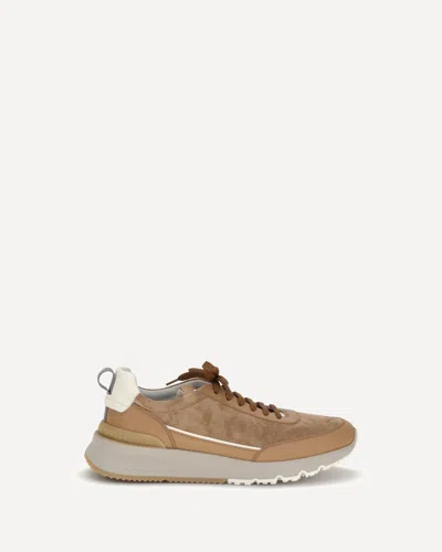 Brunello Cucinelli Leather Sneakers In Sand