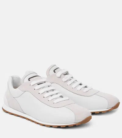 Brunello Cucinelli Leather Sneakers In Weiss