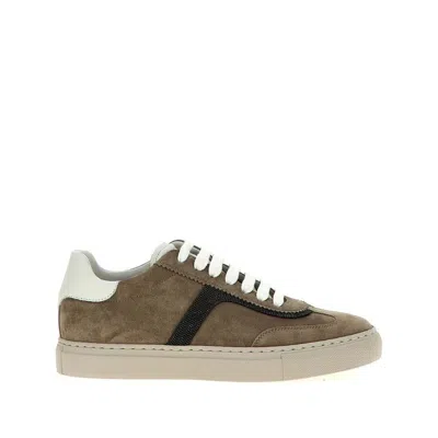 Brunello Cucinelli Suede Low-top Sneakers In Brown