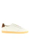 Brunello Cucinelli Hammered Leather Sneakers With Suede Accents In White