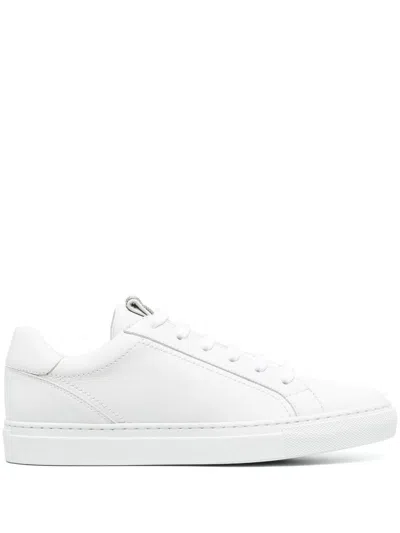 Brunello Cucinelli Leather Sneakers With Precious Details In White