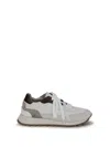 Brunello Cucinelli Leather Sneakers With Shiny Details In Metallic