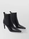 Brunello Cucinelli Leather Stiletto Heel Ankle Boots In Black