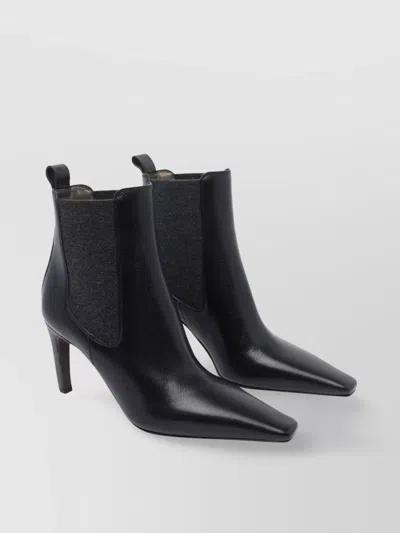 Brunello Cucinelli Leather Stiletto Heel Ankle Boots