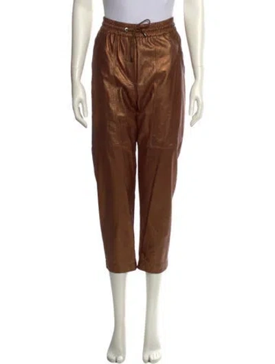 Pre-owned Brunello Cucinelli Leather Straight Leg Pants