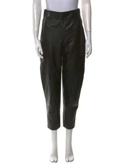 Pre-owned Brunello Cucinelli Leather Straight Leg Pants In Black