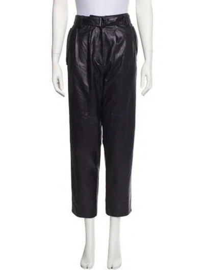 Pre-owned Brunello Cucinelli Leather Straight Leg Pants In Black