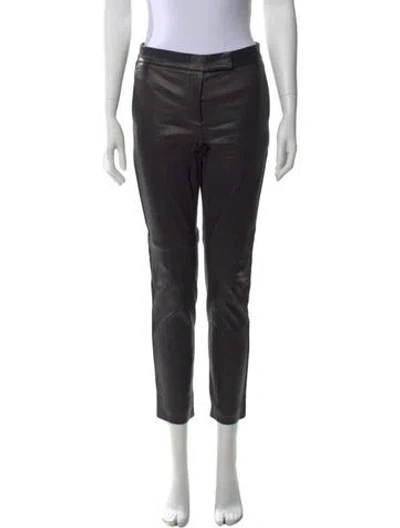 Pre-owned Brunello Cucinelli Leather Straight Leg Pants In Black