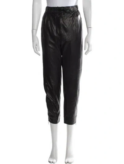 Pre-owned Brunello Cucinelli Leather Straight Leg Pants In Black