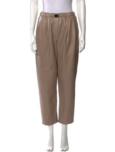 Pre-owned Brunello Cucinelli Leather Straight Leg Pants In Brown