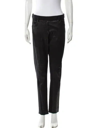 Pre-owned Brunello Cucinelli Leather Straight Leg Pants In Gray