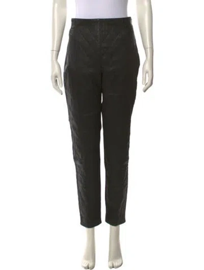 Pre-owned Brunello Cucinelli Leather Straight Leg Pants In Green