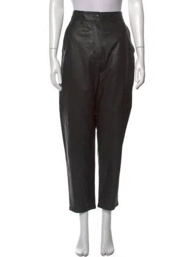 Pre-owned Brunello Cucinelli Leather Straight Leg Pants In Grey