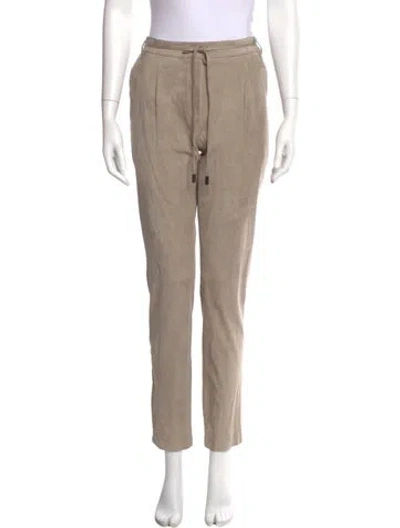 Pre-owned Brunello Cucinelli Leather Straight Leg Pants In Neutral