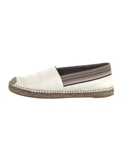Pre-owned Brunello Cucinelli Leather Striped Espadrilles In White