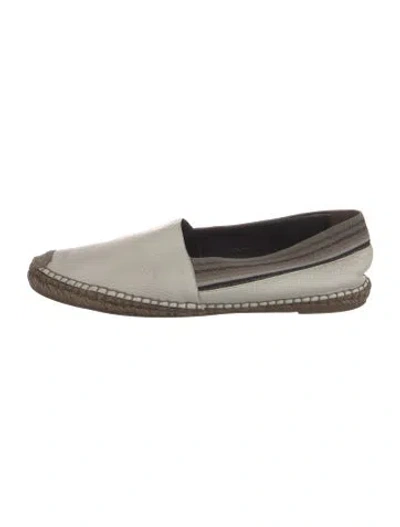 Pre-owned Brunello Cucinelli Leather Striped Espadrilles In White
