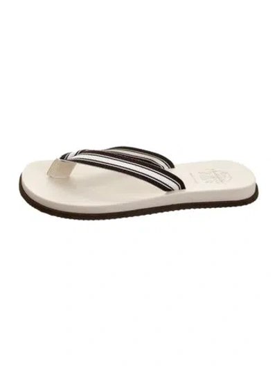 Pre-owned Brunello Cucinelli Leather Striped Sandals In Neutrals