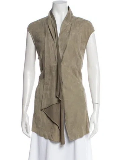 Pre-owned Brunello Cucinelli Leather Striped Vest In Green