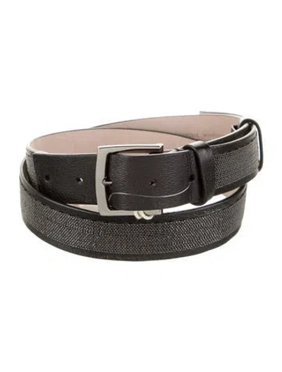 Pre-owned Brunello Cucinelli Leather Studded Accents Belt In Black