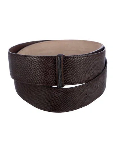 Pre-owned Brunello Cucinelli Leather Studded Accents Belt In Brown