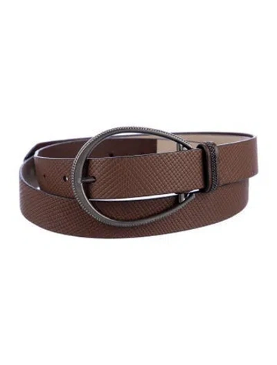 Pre-owned Brunello Cucinelli Leather Studded Accents Waist Belt In Brown
