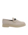 Brunello Cucinelli Penny Loafer In Suede With Monile In Nude