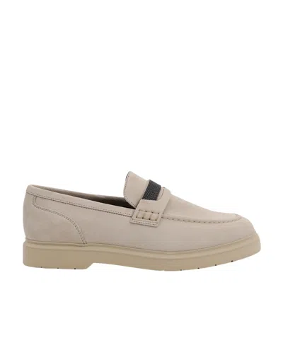 BRUNELLO CUCINELLI LEATHER SUEDE LOAFERS