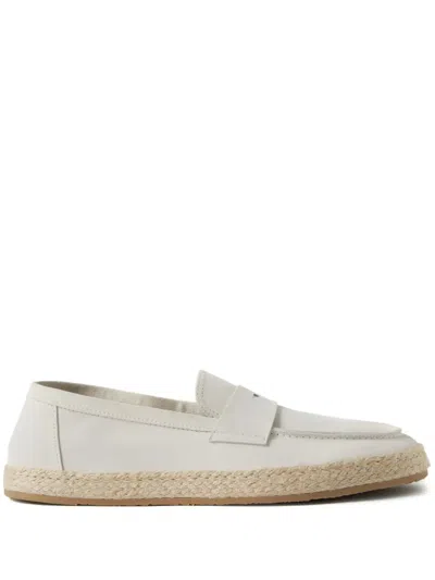 Brunello Cucinelli Leather-suede Loafers In White