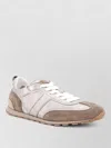 Brunello Cucinelli Leather Suede Sneakers Rubber Sole Pull Tab In Multi