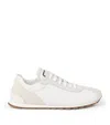 Brunello Cucinelli Embellished Suede-trimmed Stretch-knit Sneakers In White