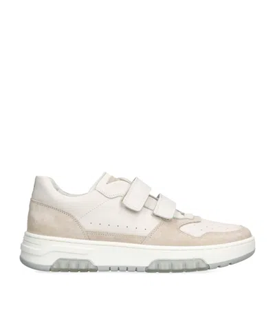 Brunello Cucinelli Kids' Leather Suede-trim Velcro Sneakers In White