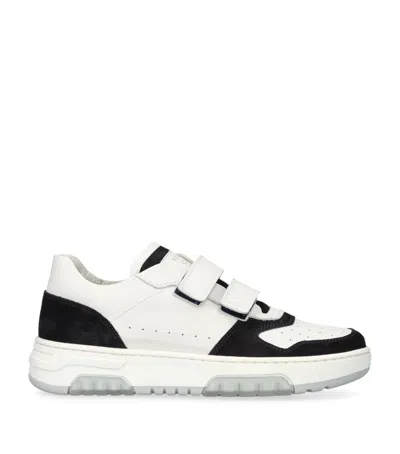 Brunello Cucinelli Kids' Leather Suede-trim Velcro Sneakers In White