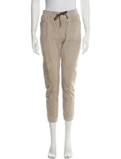 Pre-owned Brunello Cucinelli Leather Sweatpants In Neutral