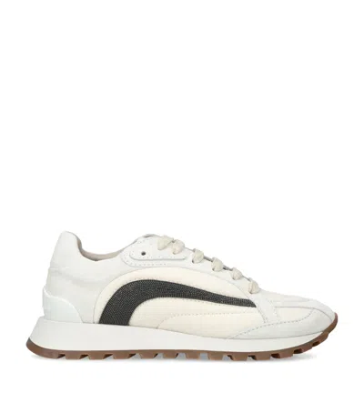 Brunello Cucinelli Leather Tech Sneakers In White