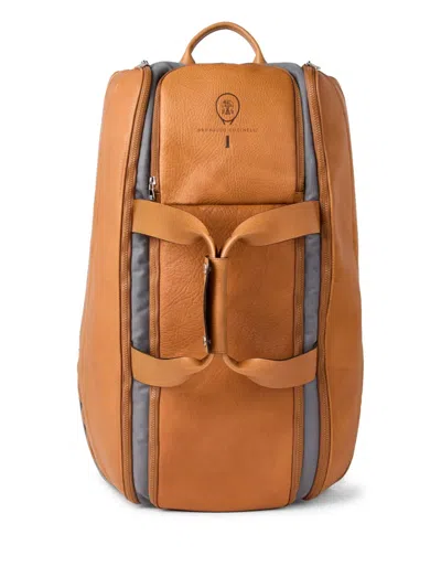 Brunello Cucinelli Leather Tennis Bag In Brown
